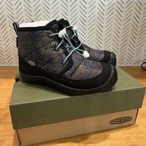 Keen Howser II Youth Waterproof Chukka Boots Black Reef Waters Fleece Lined Sz 2